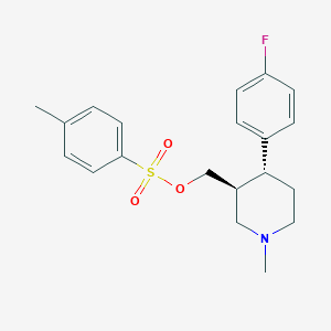 molecular formula C20H24FNO3S B023848 trans-(-)-4-(4-Fluorophenyl)-1-methyl-3-[(4-toluenesulfonyloxy)methyl]piperidine CAS No. 317323-77-6