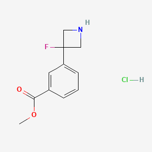 molecular formula C11H13ClFNO2 B2384800 Methyl 3-(3-fluoroazetidin-3-yl)benzoate;hydrochloride CAS No. 2490432-62-5