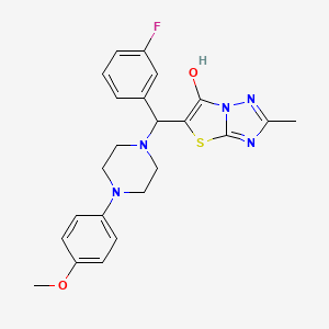 molecular formula C23H24FN5O2S B2384817 5-((3-氟苯基)(4-(4-甲氧基苯基)哌嗪-1-基)甲基)-2-甲基噻唑并[3,2-b][1,2,4]三唑-6-醇 CAS No. 851810-57-6