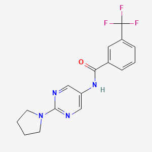 molecular formula C16H15F3N4O B2384820 N-(2-(pyrrolidin-1-yl)pyrimidin-5-yl)-3-(trifluoromethyl)benzamide CAS No. 1396812-24-0