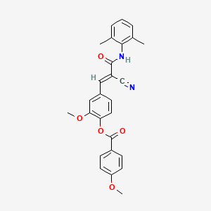 molecular formula C27H24N2O5 B2384827 [4-[(E)-2-cyano-3-(2,6-dimethylanilino)-3-oxoprop-1-enyl]-2-methoxyphenyl] 4-methoxybenzoate CAS No. 728921-39-9