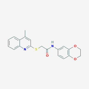 molecular formula C20H18N2O3S B2384835 N-(2,3-dihydro-1,4-benzodioxin-6-yl)-2-[(4-methylquinolin-2-yl)sulfanyl]acetamide CAS No. 315678-18-3