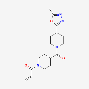 molecular formula C17H24N4O3 B2384837 1-[4-[4-(5-Methyl-1,3,4-oxadiazol-2-yl)piperidine-1-carbonyl]piperidin-1-yl]prop-2-en-1-one CAS No. 2361724-89-0