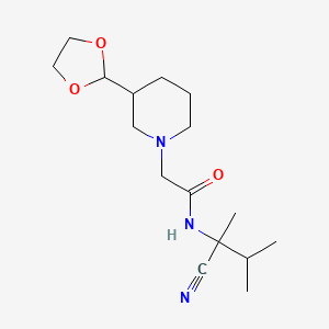 molecular formula C16H27N3O3 B2384847 N-(1-氰基-1,2-二甲基丙基)-2-[3-(1,3-二氧戊环-2-基)哌啶-1-基]乙酰胺 CAS No. 1311704-40-1