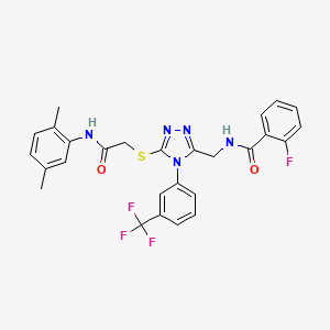 molecular formula C27H23F4N5O2S B2384865 N-[[5-[2-(2,5-二甲苯胺基)-2-氧代乙基]硫代-4-[3-(三氟甲基)苯基]-1,2,4-三唑-3-基]甲基]-2-氟苯甲酰胺 CAS No. 391899-54-0