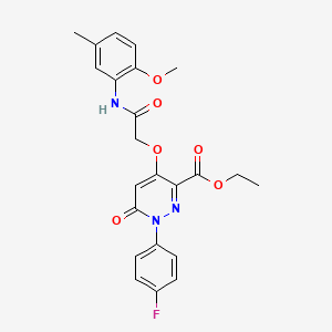 molecular formula C23H22FN3O6 B2384866 1-(4-氟苯基)-4-(2-((2-甲氧基-5-甲基苯基)氨基)-2-氧代乙氧基)-6-氧代-1,6-二氢吡啶-3-羧酸乙酯 CAS No. 899943-63-6