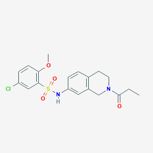 molecular formula C19H21ClN2O4S B2384870 5-chloro-2-methoxy-N-(2-propionyl-1,2,3,4-tetrahydroisoquinolin-7-yl)benzenesulfonamide CAS No. 955694-22-1