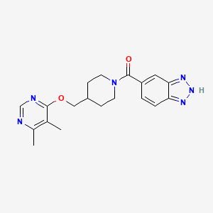 molecular formula C19H22N6O2 B2384872 (1H-benzo[d][1,2,3]triazol-5-yl)(4-(((5,6-dimethylpyrimidin-4-yl)oxy)methyl)piperidin-1-yl)methanone CAS No. 2310128-27-7