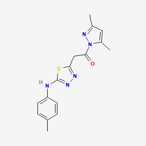 molecular formula C16H17N5OS B2384873 1-(3,5-dimethyl-1H-pyrazol-1-yl)-2-{5-[(4-methylphenyl)amino]-1,3,4-thiadiazol-2-yl}ethanone CAS No. 1326902-49-1