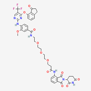 N-[2-[2-[2-[3-[[2-(2,6-Dioxopiperidin-3-yl)-1,3-dioxoisoindol-4-yl]amino]-3-oxopropoxy]ethoxy]ethoxy]ethyl]-3-methoxy-4-[[4-[(3-oxo-1,2-dihydroinden-4-yl)oxy]-5-(trifluoromethyl)pyrimidin-2-yl]amino]benzamide