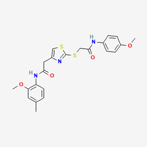 molecular formula C22H23N3O4S2 B2384885 N-(2-methoxy-4-methylphenyl)-2-(2-((2-((4-methoxyphenyl)amino)-2-oxoethyl)thio)thiazol-4-yl)acetamide CAS No. 941921-56-8