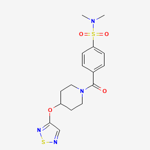 molecular formula C16H20N4O4S2 B2384886 N,N-dimethyl-4-[4-(1,2,5-thiadiazol-3-yloxy)piperidine-1-carbonyl]benzene-1-sulfonamide CAS No. 2097904-34-0