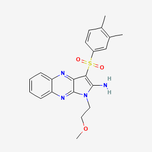 molecular formula C21H22N4O3S B2384894 3-((3,4-二甲苯磺酰基)-1-(2-甲氧基乙基)-1H-吡咯并[2,3-b]喹喔啉-2-胺 CAS No. 843636-70-4