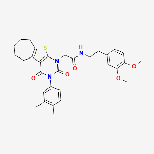 molecular formula C31H35N3O5S B2384901 N-[2-(3,4-二甲氧基苯基)乙基]-2-[3-(3,4-二甲基苯基)-2,4-二氧代-3,4,6,7,8,9-六氢-2H-环庚[4,5]噻吩并[2,3-d]嘧啶-1(5H)-基]乙酰胺 CAS No. 899940-64-8