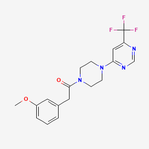 molecular formula C18H19F3N4O2 B2384904 4-{4-[(3-Methoxyphenyl)acetyl]piperazin-1-yl}-6-(trifluoromethyl)pyrimidine CAS No. 1775526-93-6