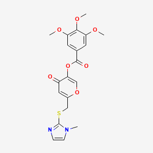 B2384914 6-(((1-methyl-1H-imidazol-2-yl)thio)methyl)-4-oxo-4H-pyran-3-yl 3,4,5-trimethoxybenzoate CAS No. 896308-24-0