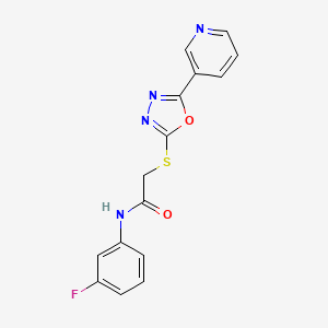 molecular formula C15H11FN4O2S B2384917 N-(3-fluorophenyl)-2-[(5-pyridin-3-yl-1,3,4-oxadiazol-2-yl)sulfanyl]acetamide CAS No. 898630-74-5