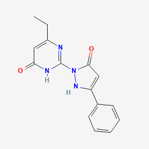 molecular formula C15H14N4O2 B2384929 6-乙基-2-(5-氧代-3-苯基-2,5-二氢-1H-吡唑-1-基)-4(3H)-嘧啶酮 CAS No. 861207-22-9