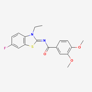 molecular formula C18H17FN2O3S B2384933 (E)-N-(3-乙基-6-氟苯并[d]噻唑-2(3H)-亚甲基)-3,4-二甲氧基苯甲酰胺 CAS No. 865544-91-8