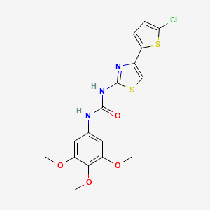 molecular formula C17H16ClN3O4S2 B2384934 1-(4-(5-Chlorothiophen-2-yl)thiazol-2-yl)-3-(3,4,5-trimethoxyphenyl)urea CAS No. 1226430-33-6
