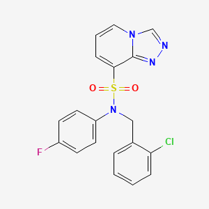 molecular formula C19H14ClFN4O2S B2384950 N-(2-chlorobenzyl)-N-(4-fluorophenyl)[1,2,4]triazolo[4,3-a]pyridine-8-sulfonamide CAS No. 1251547-00-8
