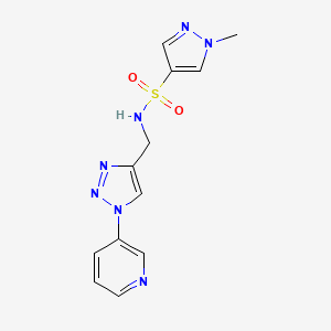 molecular formula C12H13N7O2S B2384955 1-methyl-N-((1-(pyridin-3-yl)-1H-1,2,3-triazol-4-yl)methyl)-1H-pyrazole-4-sulfonamide CAS No. 2034564-11-7