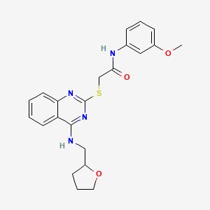 molecular formula C22H24N4O3S B2384961 N-(3-甲氧基苯基)-2-[4-(氧杂环己烷-2-基甲基氨基)喹唑啉-2-基]硫代乙酰胺 CAS No. 422533-29-7