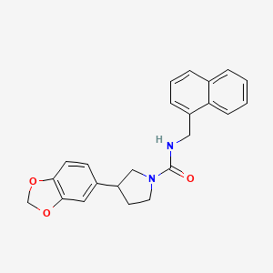 molecular formula C23H22N2O3 B2384963 3-(benzo[d][1,3]dioxol-5-yl)-N-(naphthalen-1-ylmethyl)pyrrolidine-1-carboxamide CAS No. 2034342-09-9