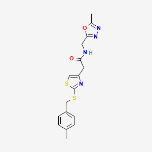 molecular formula C17H18N4O2S2 B2384969 N-((5-methyl-1,3,4-oxadiazol-2-yl)methyl)-2-(2-((4-methylbenzyl)thio)thiazol-4-yl)acetamide CAS No. 1203130-34-0