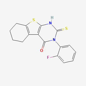 molecular formula C16H13FN2OS2 B2384971 3-(2-fluorophenyl)-2-sulfanylidene-5,6,7,8-tetrahydro-1H-[1]benzothiolo[2,3-d]pyrimidin-4-one CAS No. 721418-45-7
