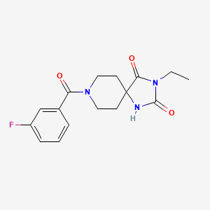 molecular formula C16H18FN3O3 B2384976 3-エチル-8-(3-フルオロベンゾイル)-1,3,8-トリアザスピロ[4.5]デカン-2,4-ジオン CAS No. 1021089-50-8