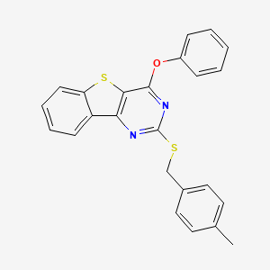 molecular formula C24H18N2OS2 B2384984 2-[(4-Methylbenzyl)sulfanyl][1]benzothieno[3,2-d]pyrimidin-4-yl phenyl ether CAS No. 478030-11-4