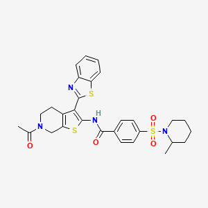 molecular formula C29H30N4O4S3 B2384995 N-(6-乙酰-3-(苯并[d]噻唑-2-基)-4,5,6,7-四氢噻吩并[2,3-c]吡啶-2-基)-4-((2-甲基哌啶-1-基)磺酰基)苯甲酰胺 CAS No. 449770-31-4