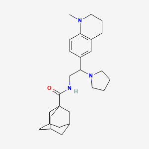 molecular formula C27H39N3O B2385002 N-[2-(1-methyl-3,4-dihydro-2H-quinolin-6-yl)-2-pyrrolidin-1-ylethyl]adamantane-1-carboxamide CAS No. 922033-47-4
