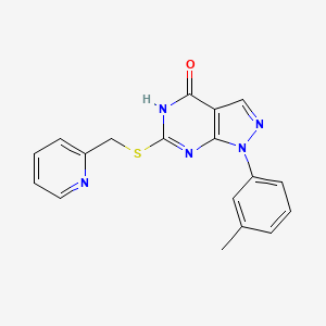 molecular formula C18H15N5OS B2385006 6-((pyridin-2-ylmethyl)thio)-1-(m-tolyl)-1H-pyrazolo[3,4-d]pyrimidin-4-ol CAS No. 922568-56-7