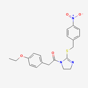 molecular formula C20H21N3O4S B2385012 2-(4-Ethoxyphenyl)-1-[2-[(4-nitrophenyl)methylsulfanyl]-4,5-dihydroimidazol-1-yl]ethanone CAS No. 851802-50-1