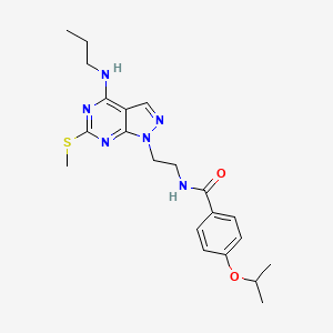 molecular formula C21H28N6O2S B2385035 4-isopropoxy-N-(2-(6-(methylthio)-4-(propylamino)-1H-pyrazolo[3,4-d]pyrimidin-1-yl)ethyl)benzamide CAS No. 946313-00-4