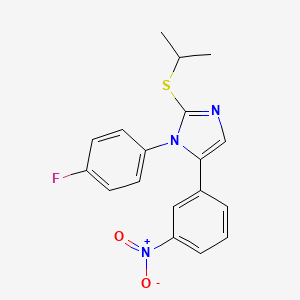 molecular formula C18H16FN3O2S B2385046 1-(4-fluorophenyl)-2-(isopropylthio)-5-(3-nitrophenyl)-1H-imidazole CAS No. 1234974-47-0
