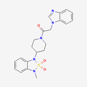 molecular formula C21H23N5O3S B2385050 2-(1H-benzo[d]imidazol-1-yl)-1-(4-(3-methyl-2,2-dioxidobenzo[c][1,2,5]thiadiazol-1(3H)-yl)piperidin-1-yl)ethanone CAS No. 2034381-16-1