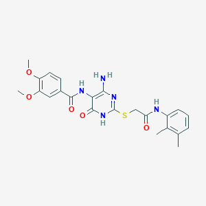 molecular formula C23H25N5O5S B2385055 N-(4-氨基-2-((2-((2,3-二甲苯基)氨基)-2-氧代乙基)硫代)-6-氧代-1,6-二氢嘧啶-5-基)-3,4-二甲氧基苯甲酰胺 CAS No. 868226-97-5