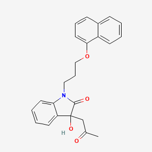 molecular formula C24H23NO4 B2385058 3-Hydroxy-1-(3-naphthyloxypropyl)-3-(2-oxopropyl)indolin-2-one CAS No. 879044-32-3