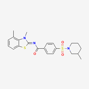 N-(3,4-dimethyl-1,3-benzothiazol-2-ylidene)-4-(3-methylpiperidin-1-yl)sulfonylbenzamide