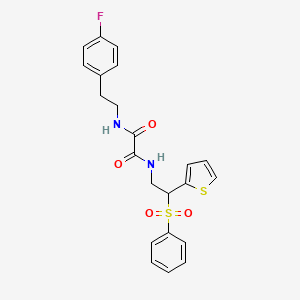 molecular formula C22H21FN2O4S2 B2385074 N1-(4-fluorophenethyl)-N2-(2-(phenylsulfonyl)-2-(thiophen-2-yl)ethyl)oxalamide CAS No. 896333-10-1