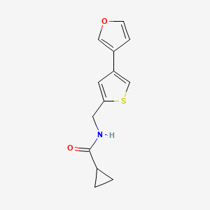 molecular formula C13H13NO2S B2385076 N-[[4-(Furan-3-yl)thiophen-2-yl]methyl]cyclopropanecarboxamide CAS No. 2379970-39-3