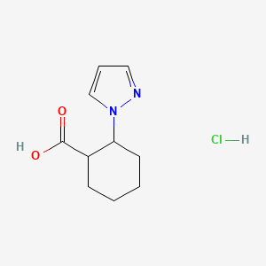 molecular formula C10H15ClN2O2 B2385078 2-(1H-pyrazol-1-yl)cyclohexane-1-carboxylic acid hydrochloride CAS No. 1909347-69-8