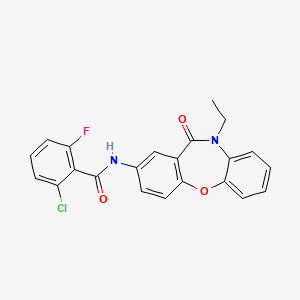 molecular formula C22H16ClFN2O3 B2385082 2-chloro-N-(10-ethyl-11-oxo-10,11-dihydrodibenzo[b,f][1,4]oxazepin-2-yl)-6-fluorobenzamide CAS No. 922029-41-2