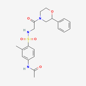 molecular formula C21H25N3O5S B2385083 N-(3-甲基-4-(N-(2-氧代-2-(2-苯基吗啉啉)乙基)磺酰胺基)苯基)乙酰胺 CAS No. 953956-67-7