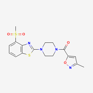 molecular formula C17H18N4O4S2 B2385087 (3-Methylisoxazol-5-yl)(4-(4-(methylsulfonyl)benzo[d]thiazol-2-yl)piperazin-1-yl)methanone CAS No. 946287-43-0
