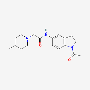 molecular formula C18H25N3O2 B2385101 N-(1-acetyl-2,3-dihydroindol-5-yl)-2-(4-methylpiperidin-1-yl)acetamide CAS No. 670270-78-7