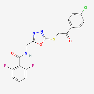 molecular formula C18H12ClF2N3O3S B2385112 N-((5-((2-(4-chlorophenyl)-2-oxoethyl)thio)-1,3,4-oxadiazol-2-yl)methyl)-2,6-difluorobenzamide CAS No. 872621-77-7